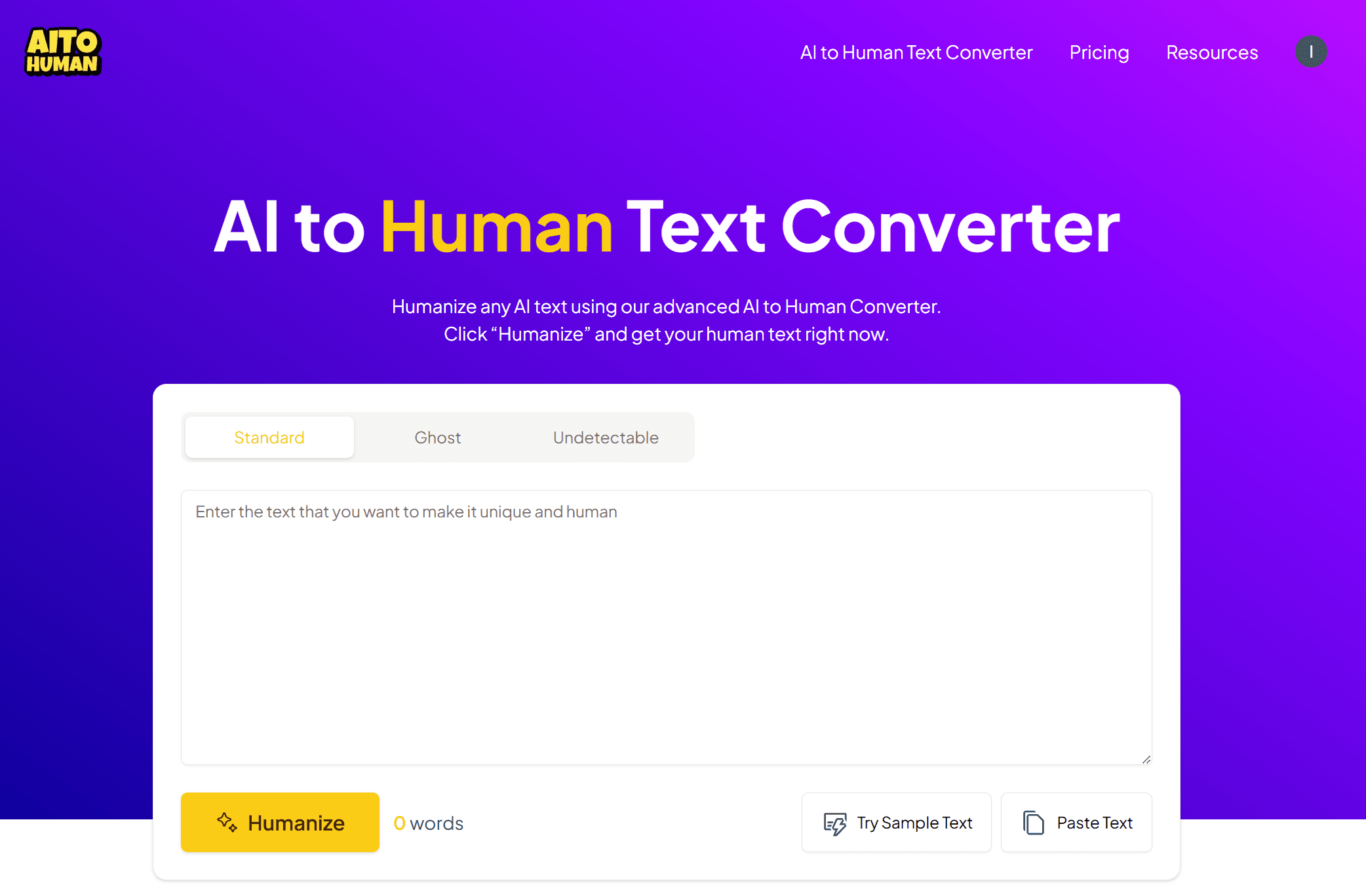 aitohuman.ai homepage