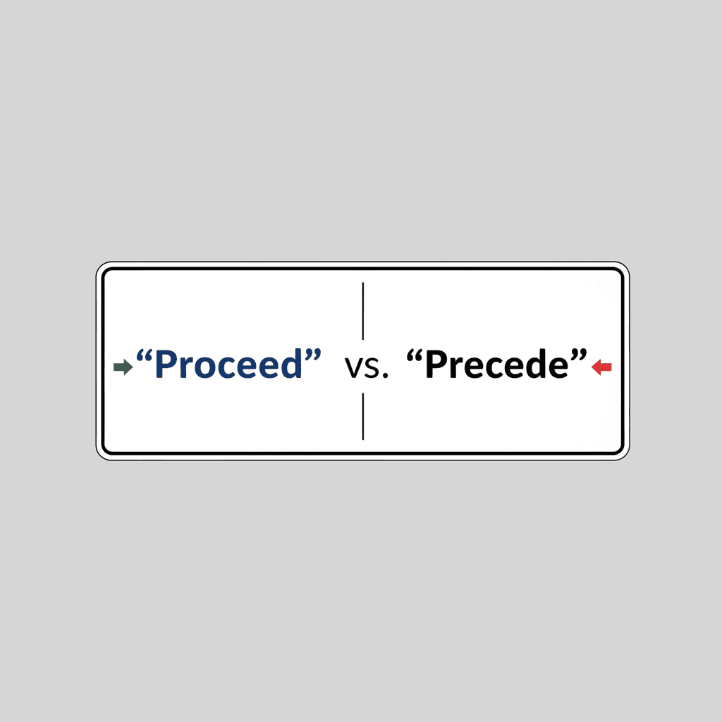“Proceed” vs. “Precede” image