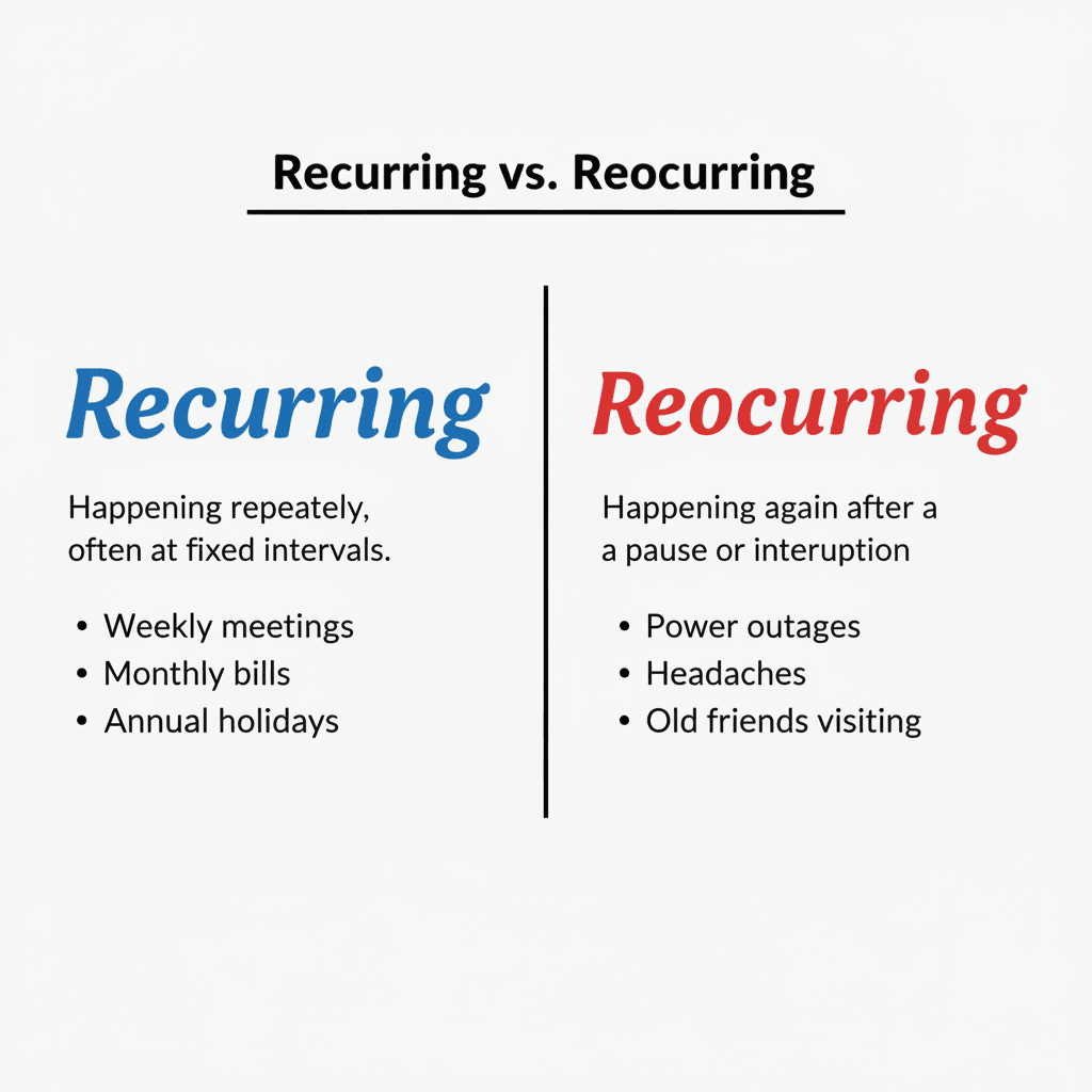 generate a simple image including all the exact words below only_ Recurring vs. .png