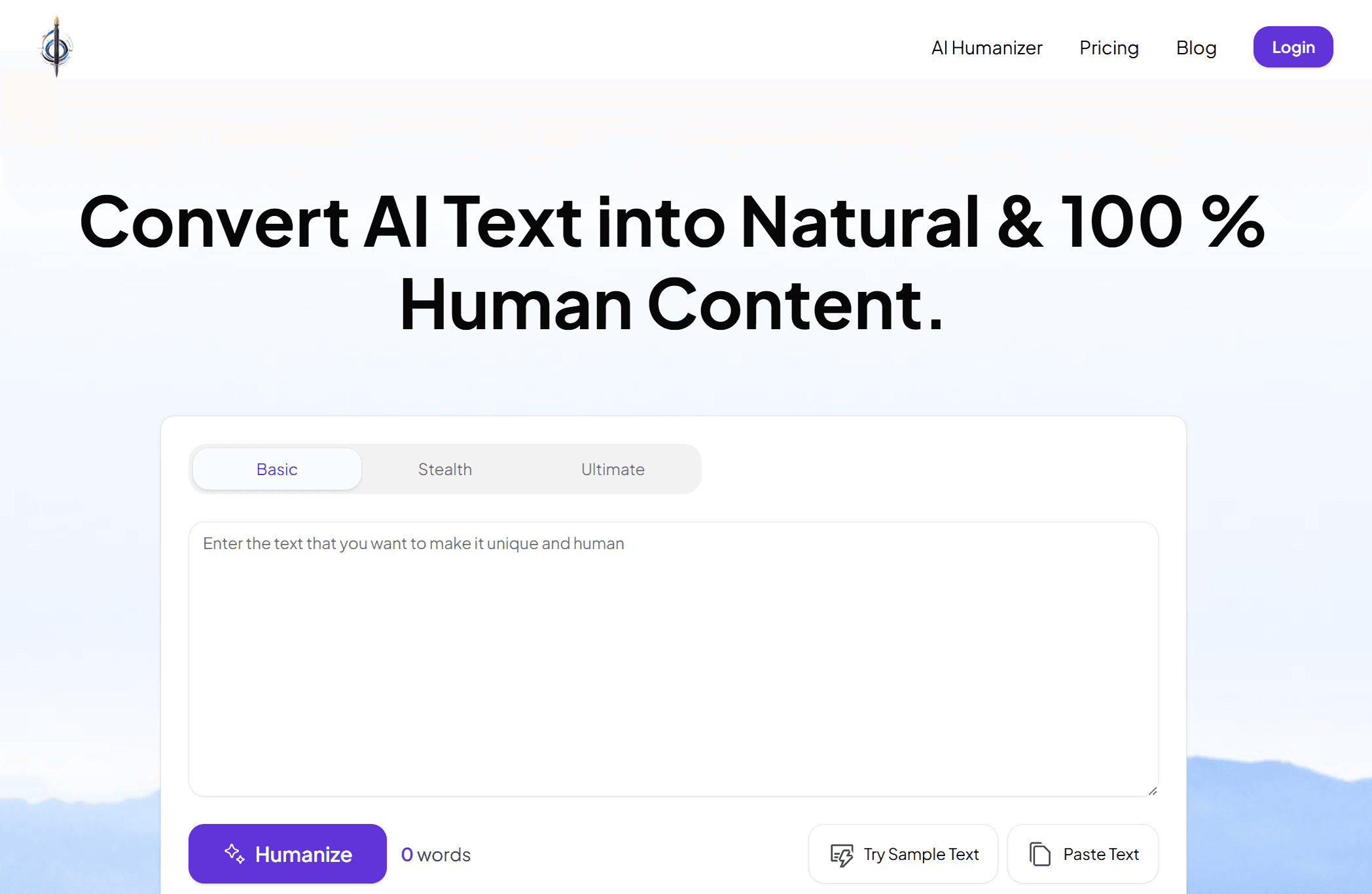 humanizetext.ai homepage